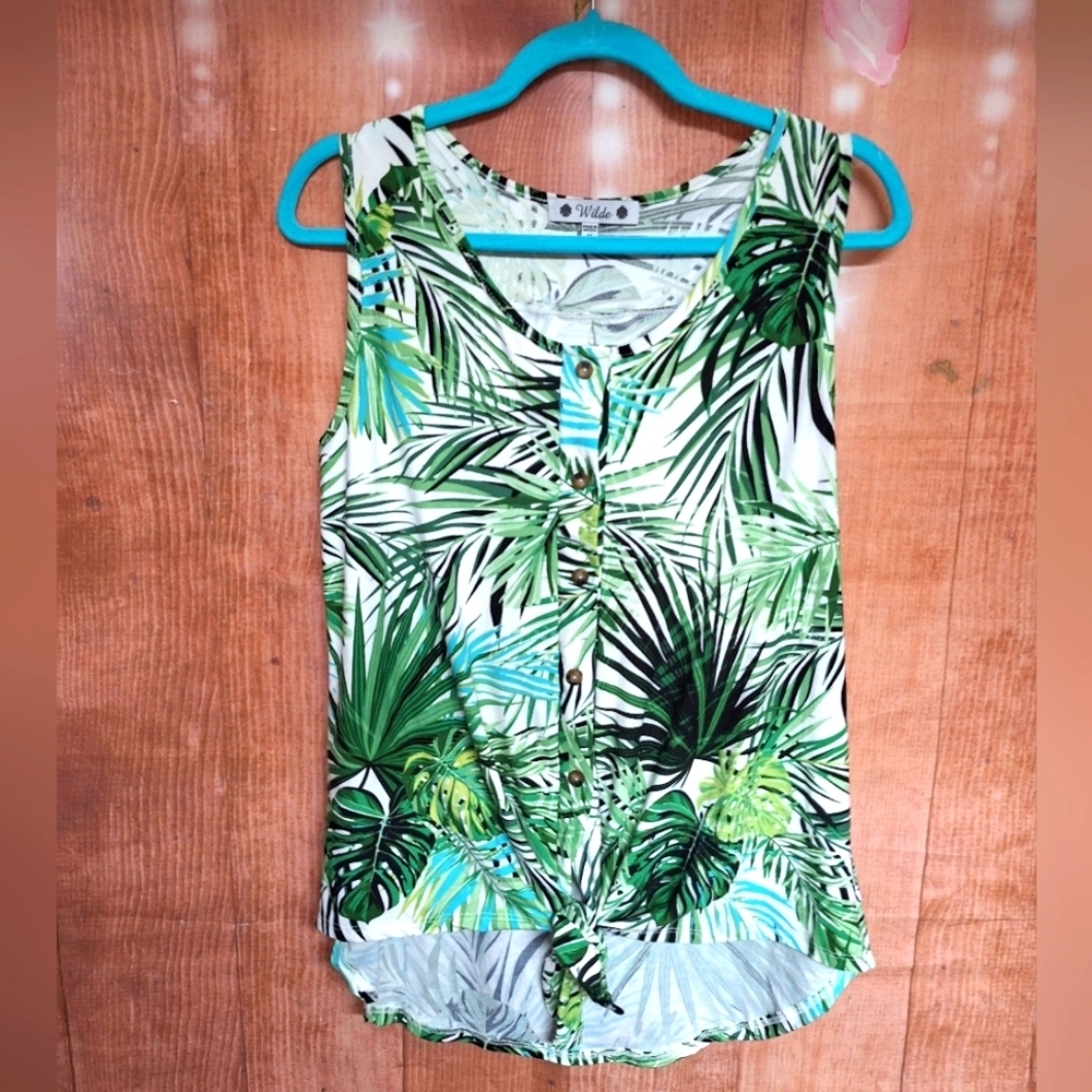 WILDE SIZE MEDIUM TROPICAL PRINT SUMMER TOP